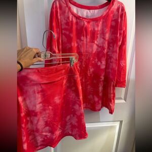 Denim & Co Beach Pink Tie-Dye rash guard Tankini Sz 26 plus size